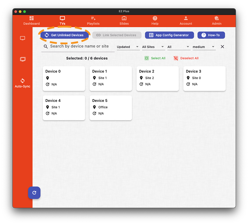 ezplus auto-sync get unlinked devices