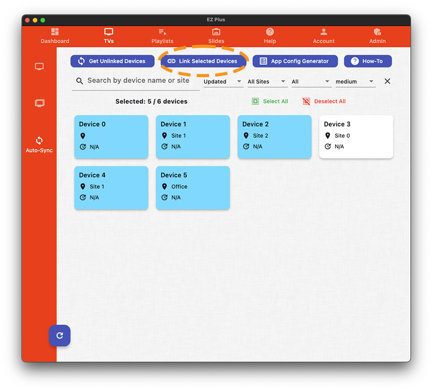 ezplus auto-sync link selected devices