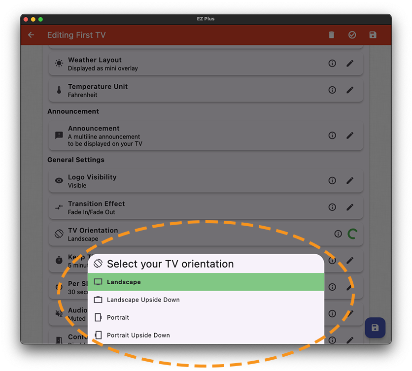 ezplus TV orientation setup