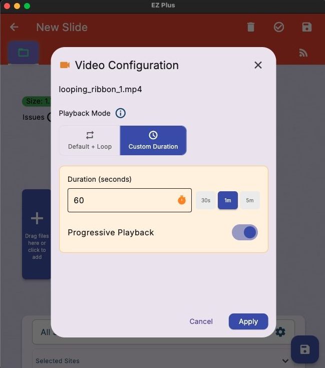 ezplus progressive playback control for videos