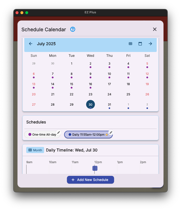 EZTV advanced content scheduling calendar view