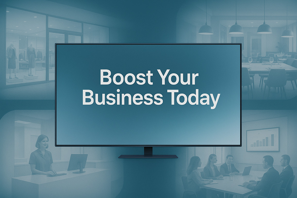 Business digital signage enhancing communication across retail, healthcare, and offices on Apple TV