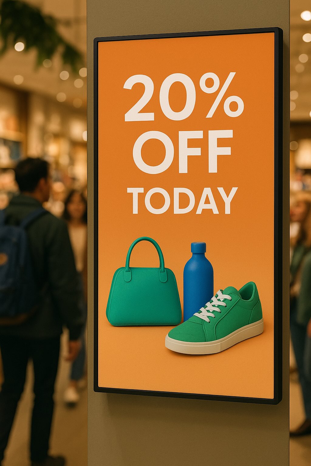Digital signage for businesses in retail stores promoting flash sales using EZTV